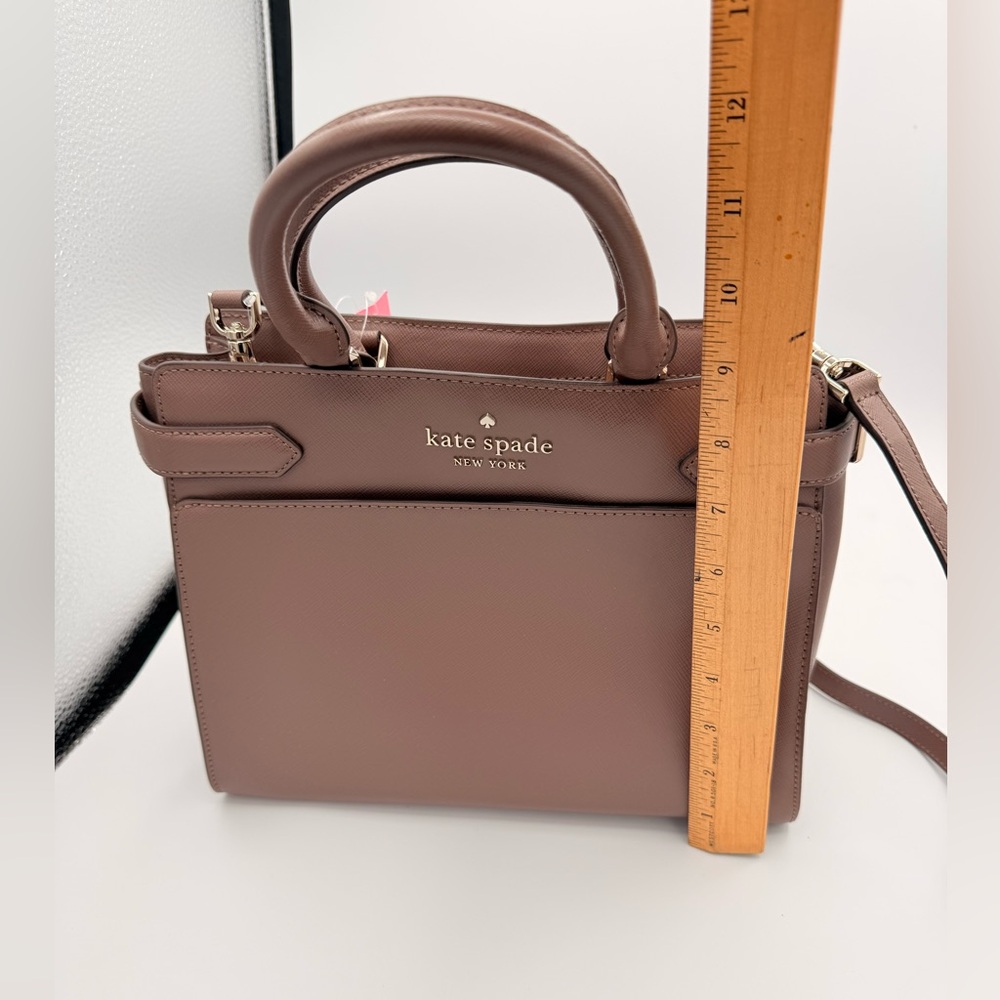 Kate Spade medium satchel Staci Brown Leather Handbag NWT - Picture 7 of 12